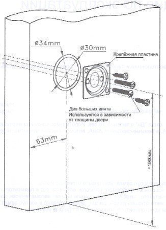 Основные размеры для подготовки дверного полотна и установки электромеханического замка 